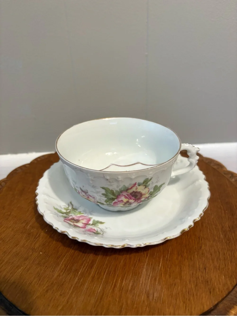 Antique Carlsbad Austria Mustache Teacup and Saucer